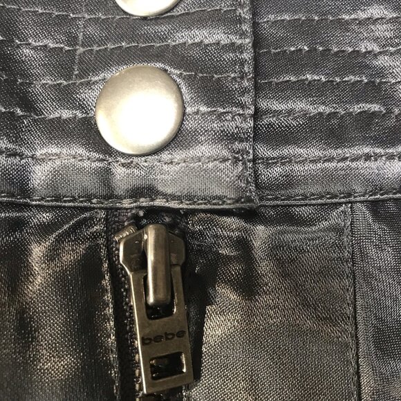 Vintage Y2K Bebe Skirt Womens 10 Metallic Ruched Rave Club Disco McBling Party - Picture 15 of 16